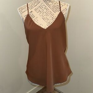 Caramel Brown Satin V-Neck Camisole Top | Women’s Medium | NWNT